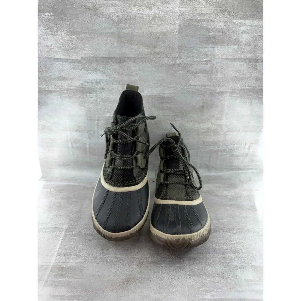 Sorel Out N About III Waterproof Duck Boots Olive Plaid NL3931-326 Women Sz 7